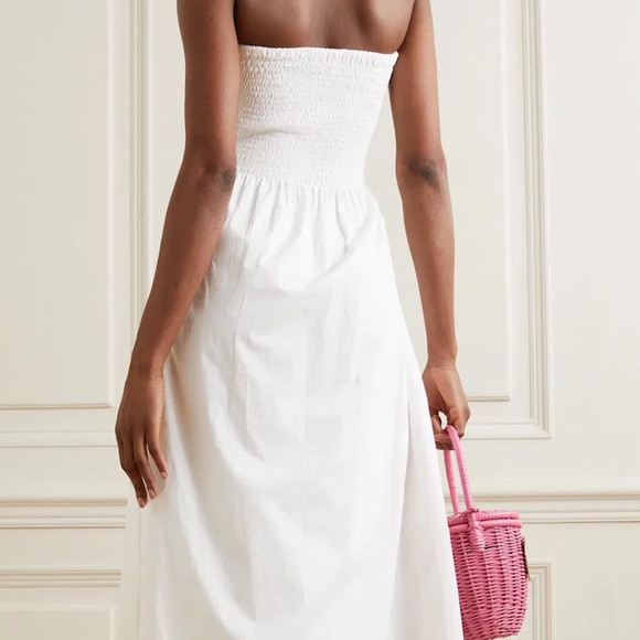 FAITHFULL THE BRANDMadella Strapless Smocked Organic Cotton-Poplin Midi Dress - Picture 3 of 6